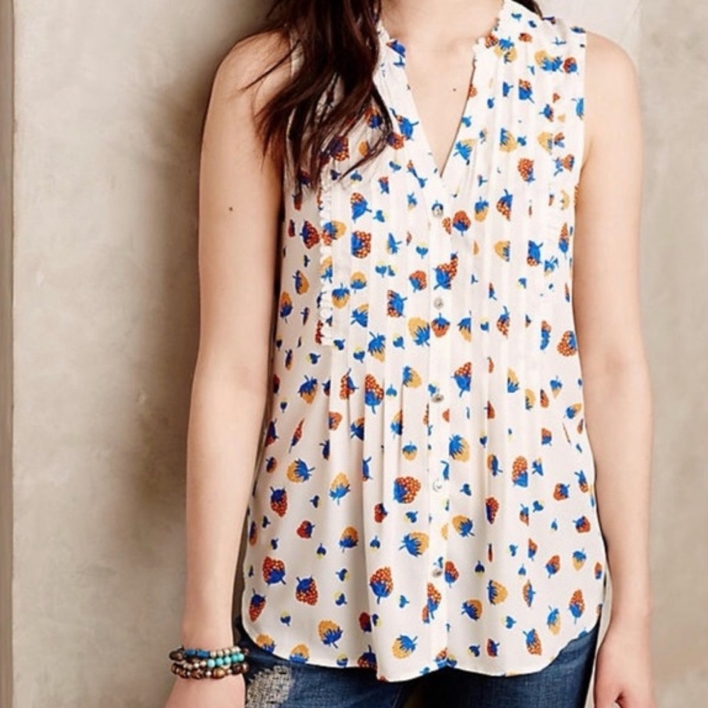 Anthropologie Maeve strawberry blouse